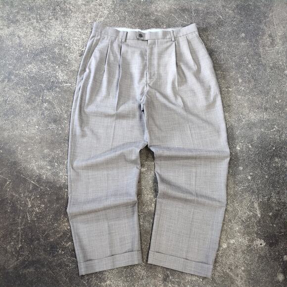 Louis Raphael Pleated Pants Mens 36x29 Tan Beige Khaki Slacks Chino Rosso Red - Picture 1 of 9
